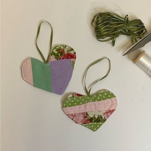 Cottagecore Scrappy love valentine hearts hand crafted patchwork embellishments